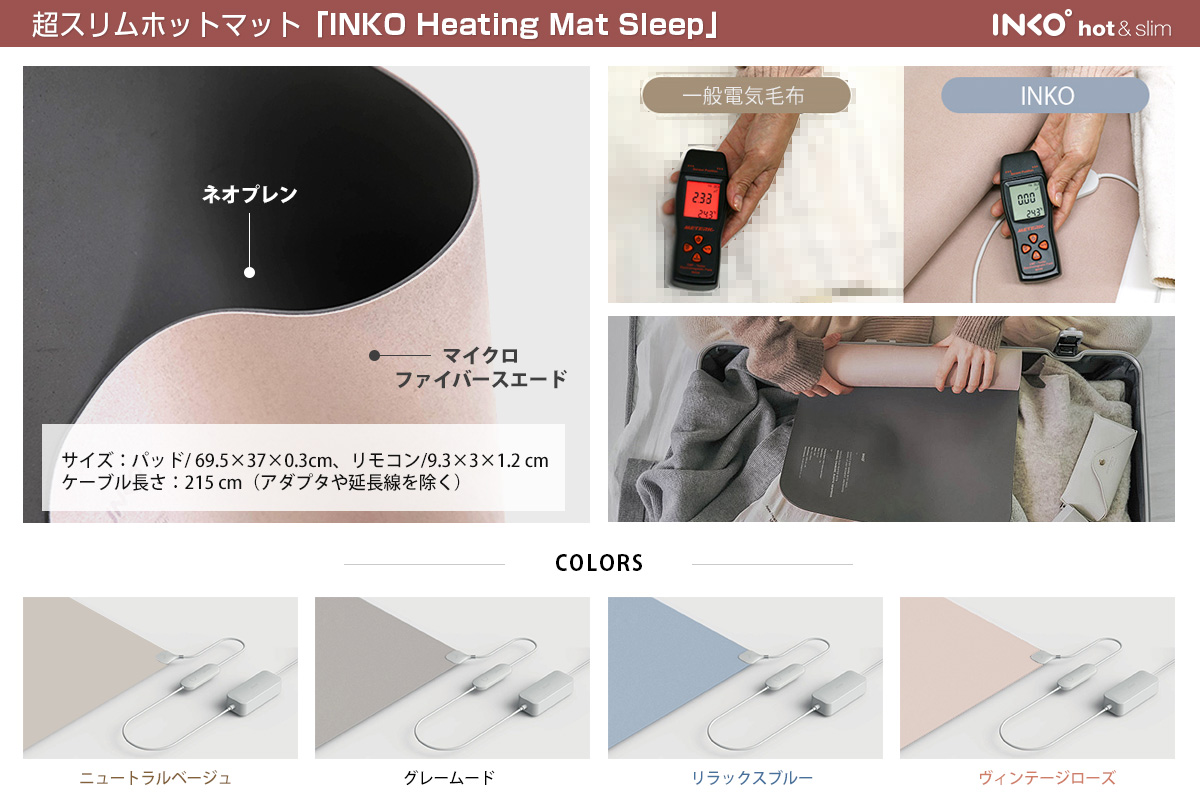 薄さ3mm＆電磁波ゼロ、インクで温めるホットマット「INKO Heating Mat
